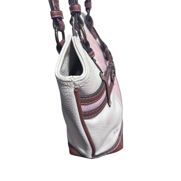 B.O.C. Multi Color White Pink & Brown Shoulder Bag Handbag with Bag Charm - Picture 4 of 16